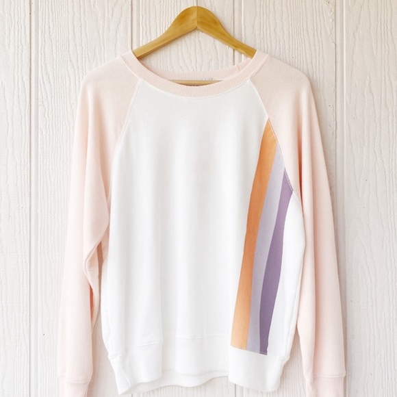NEW WildFox Grapefruit Striped Long Sleeve Sweatshirt - Picture 4 of 7